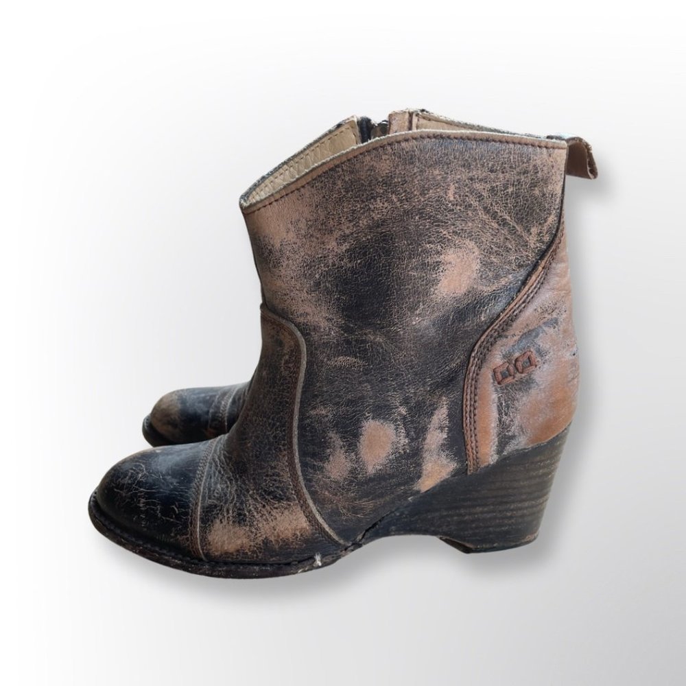 Bed Stu Womens 8.5 Distressed Patina Leather Booties Heels Ankle Boots - Picture 3 of 7